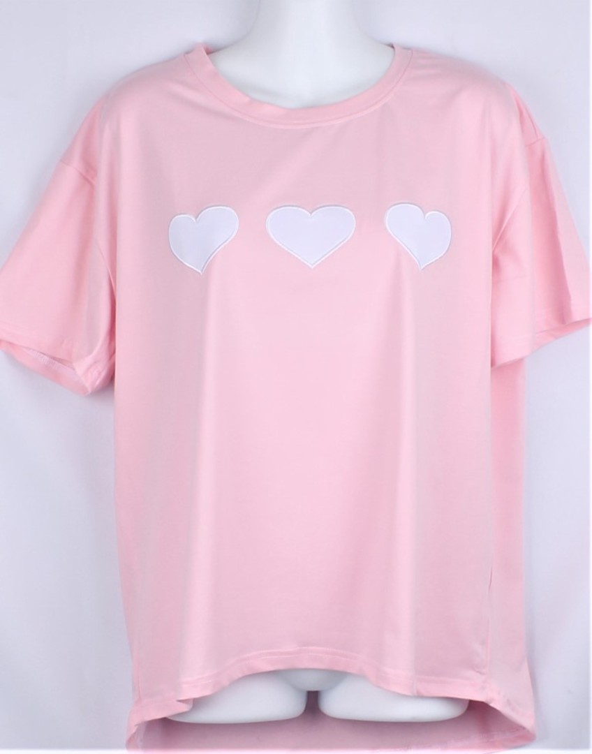 Alice & Lily embroidered T- Shirt hearts pink STYLE : AL/TS-HEA/PNK image 0